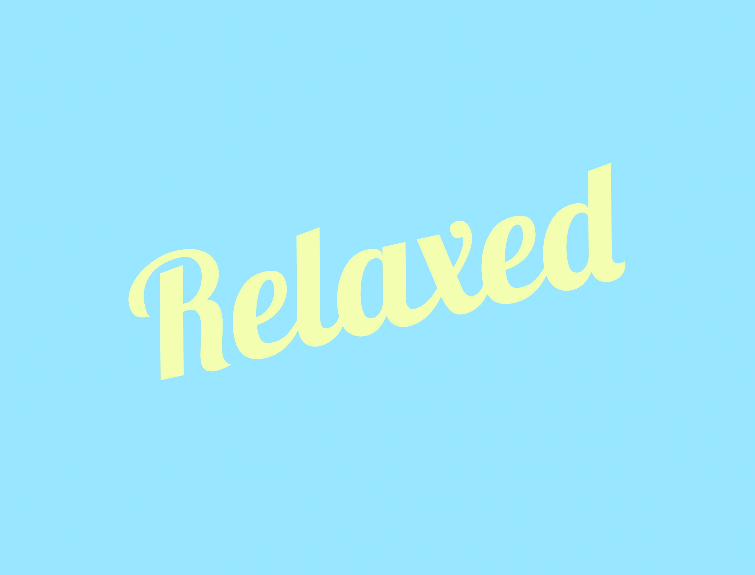 Relaxed — blue lettering