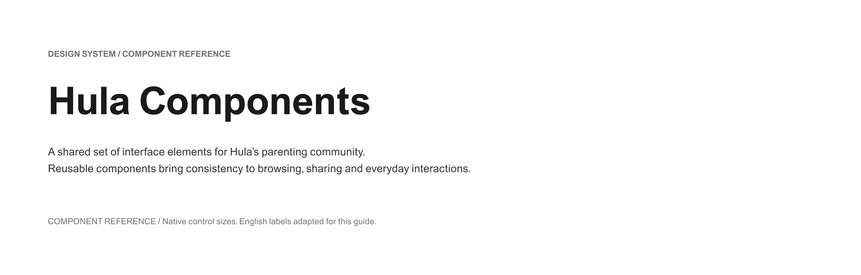 Hula design system — Components overview