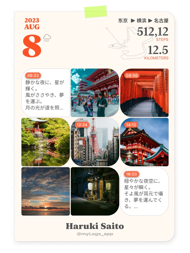 分享卡片:一天的记录