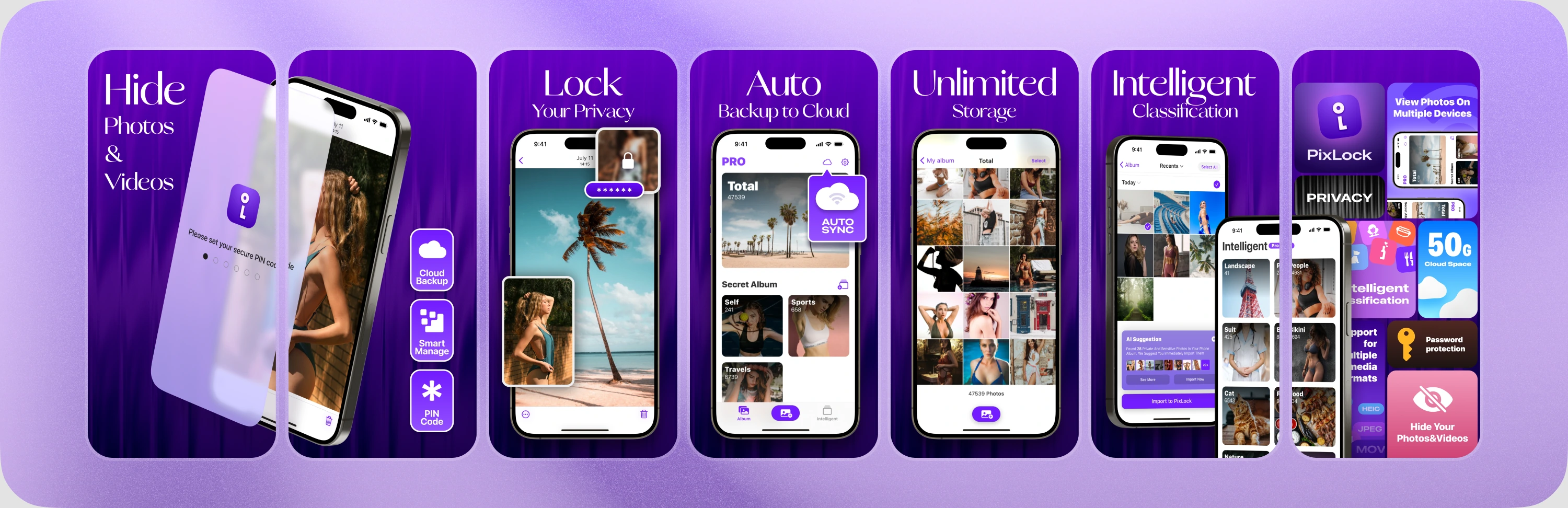 PixLock 隐私保护、云端备份与智能分类商店展示